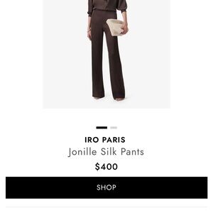 NWT IRO Paris Chocolate Silk Pants Jonille EU 36